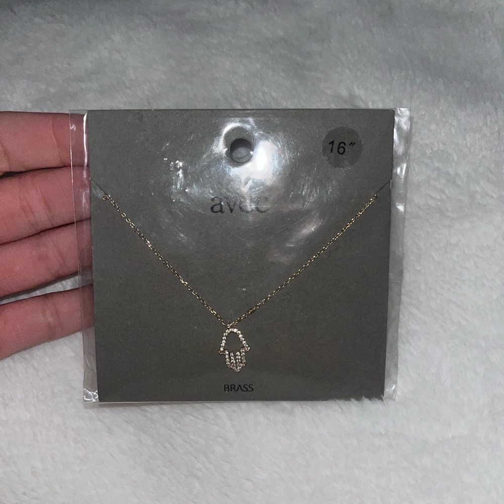 Brass Necklace with Hamsa Pendant